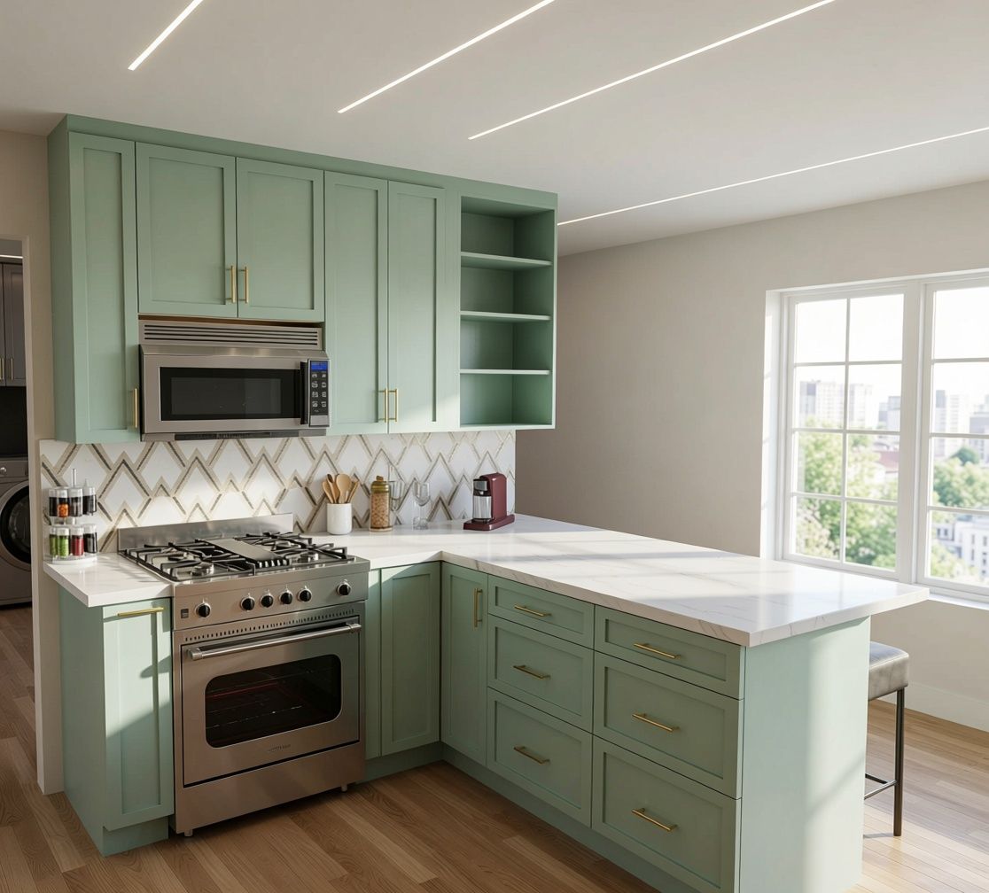 Kitchen after AI photoreal render — 4K output